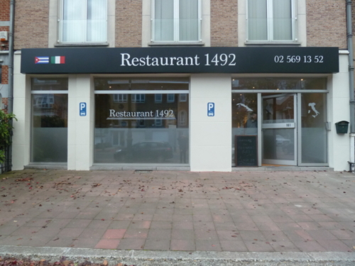 Zandstraalfolie restaurant 1492
